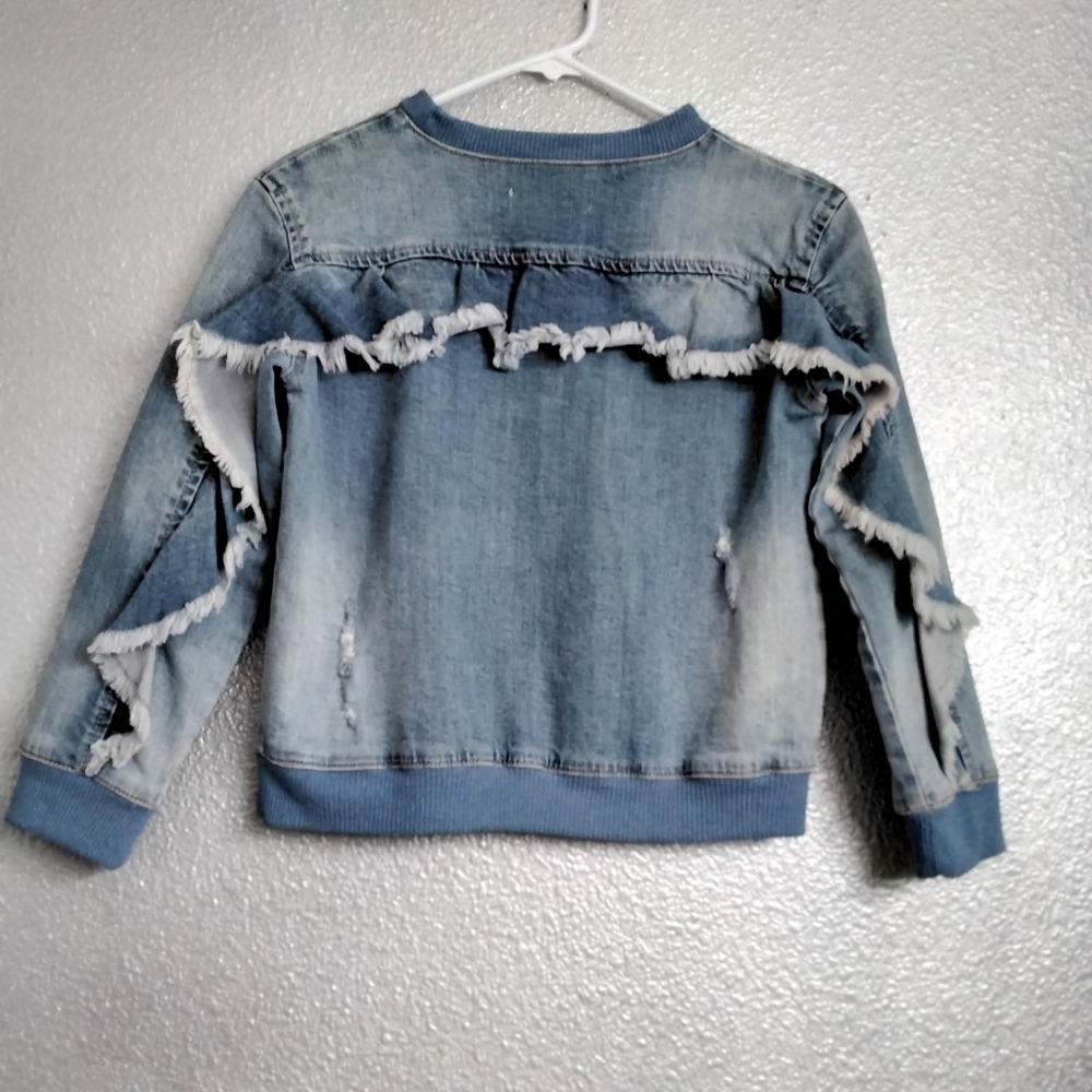 Treasure & Bond Distressed Denim Sweatshirt   Size S (7/8)